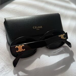 Celine Black Sunglasses with Gold Triomphe Logo